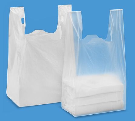 T-shirt het Winkelen Zakken 13 mic. 1000/case, WHITE-Kleur met Druk, HDPE materiaal